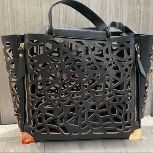 BRAND NEW Melie Bianco Cut Out, Vegan Leather, Black Purse, Large